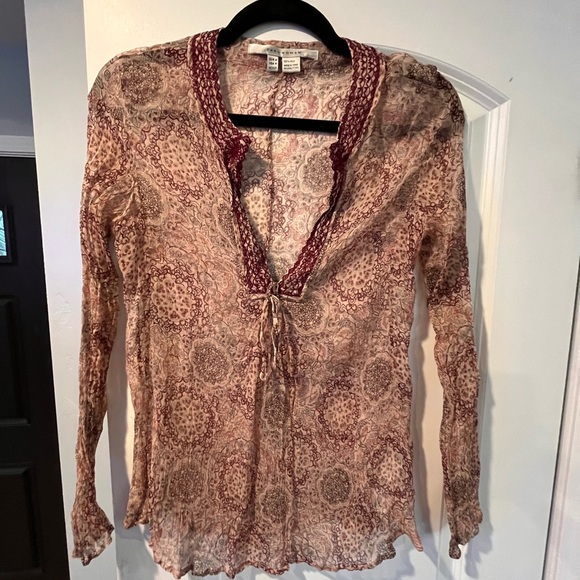 ~Zara~ Women's Sheer Paisley Top - Brown and Red - Picture 1 of 7
